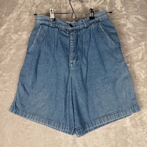 Vintage 80's GAP Clothing Co Womens Denim Pleated Shorts Size 9 Y2K Light Wash